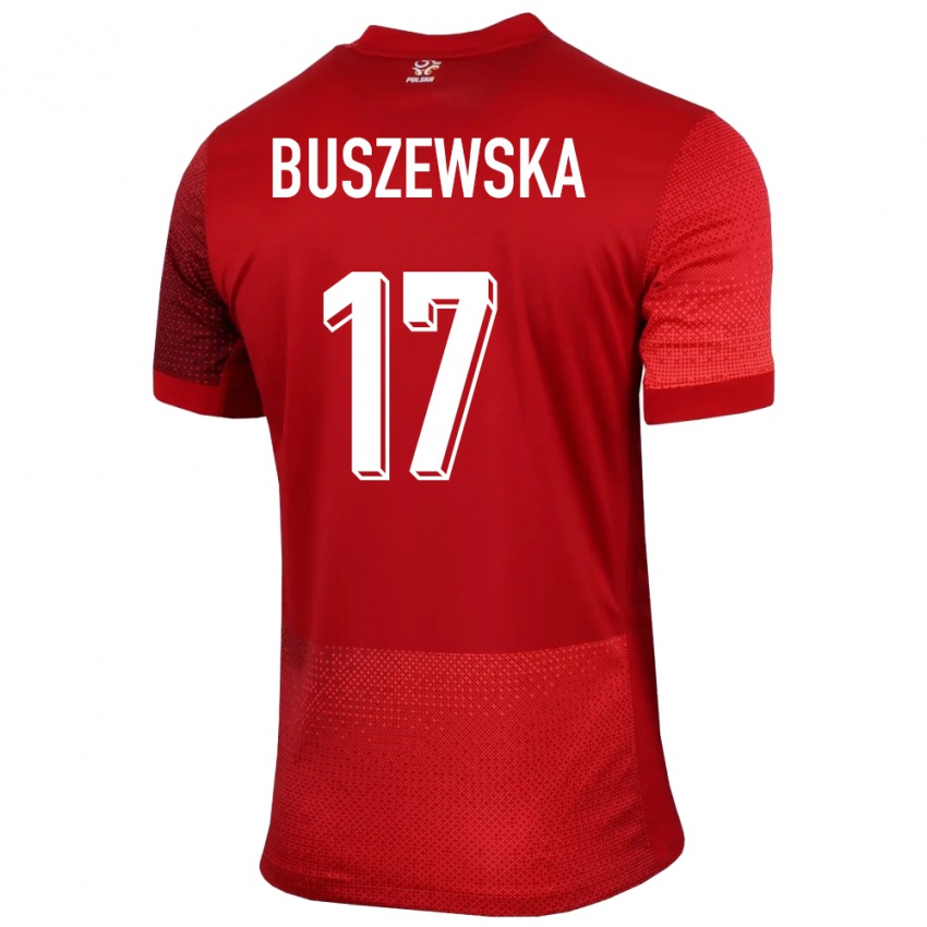 Niño Camiseta Polonia Zofia Buszewska #17 Rojo 2ª Equipación 24-26 La Camisa Chile