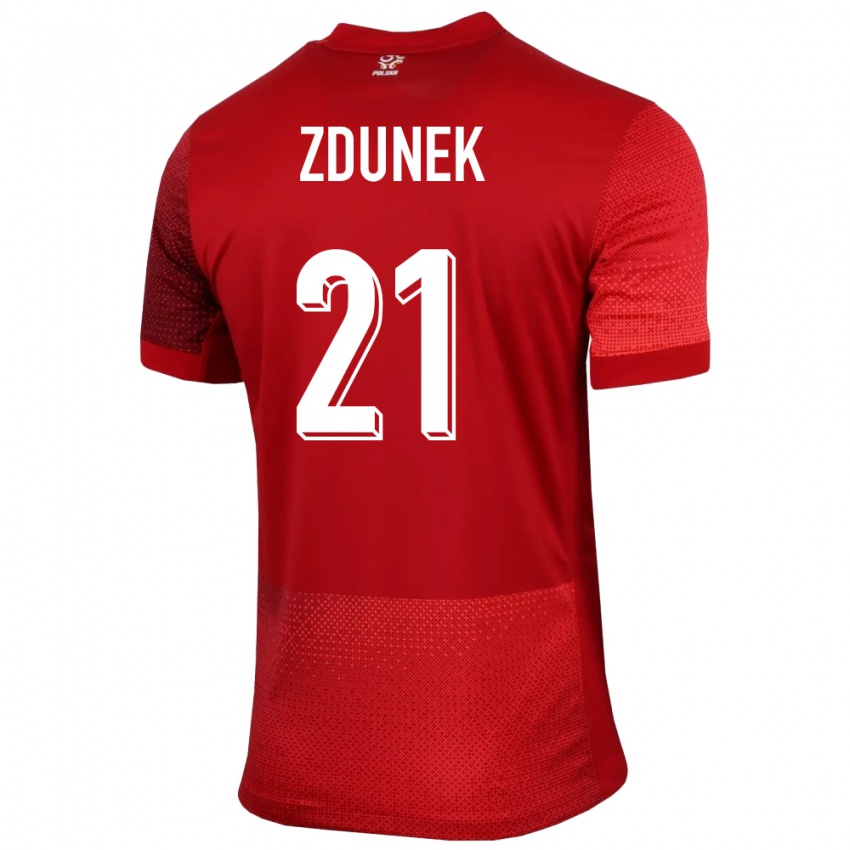 Niño Camiseta Polonia Emilia Zdunek #21 Rojo 2ª Equipación 24-26 La Camisa Chile