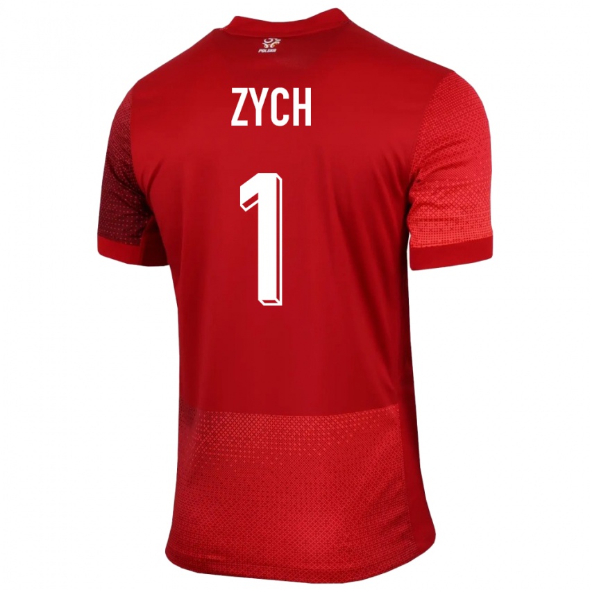 Niño Camiseta Polonia Oliwier Zych #1 Rojo 2ª Equipación 24-26 La Camisa Chile