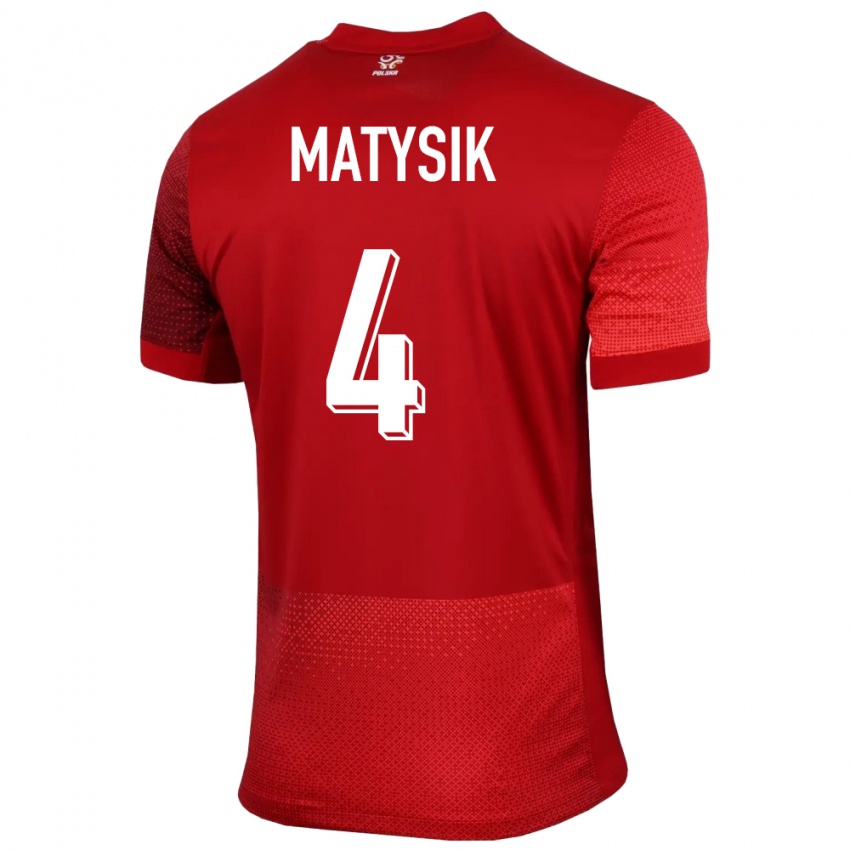 Niño Camiseta Polonia Milosz Matysik #4 Rojo 2ª Equipación 24-26 La Camisa Chile