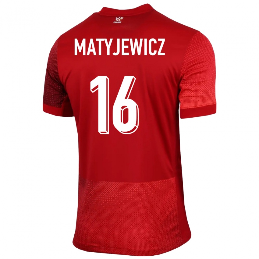 Niño Camiseta Polonia Wiktor Matyjewicz #16 Rojo 2ª Equipación 24-26 La Camisa Chile