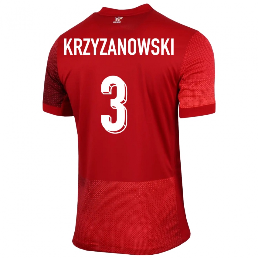 Niño Camiseta Polonia Jakub Krzyzanowski #3 Rojo 2ª Equipación 24-26 La Camisa Chile