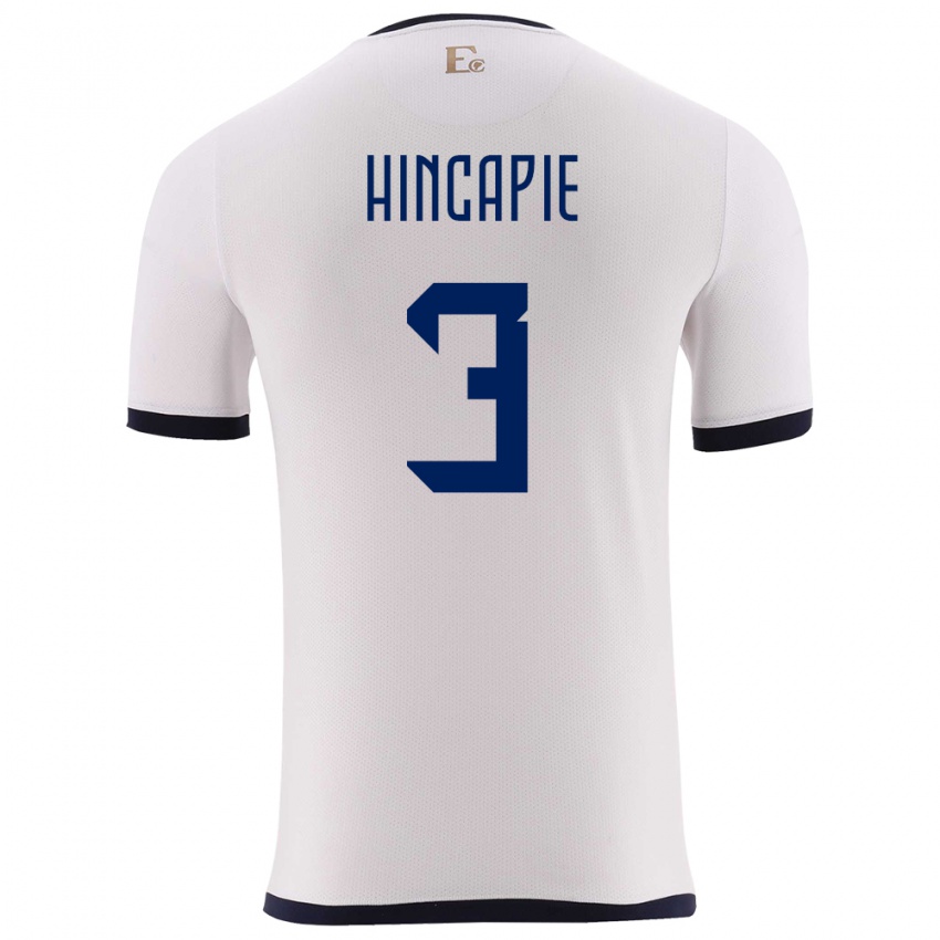 Niño Camiseta Ecuador Piero Hincapie #3 Blanco 2ª Equipación 24-26 La Camisa Chile