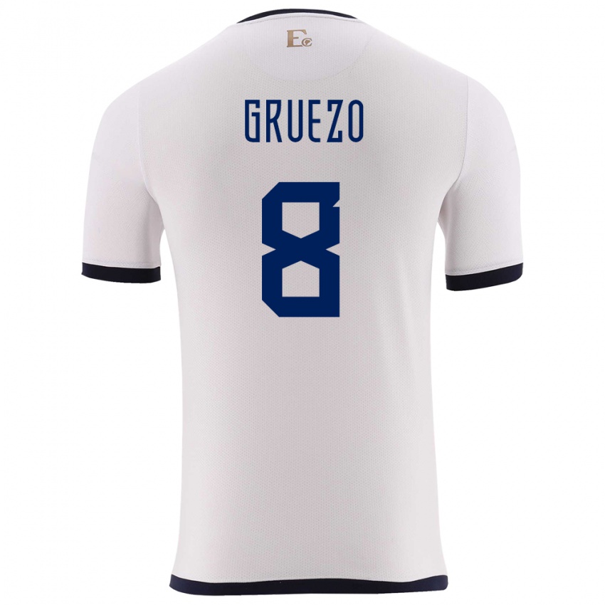 Niño Camiseta Ecuador Carlos Gruezo #8 Blanco 2ª Equipación 24-26 La Camisa Chile