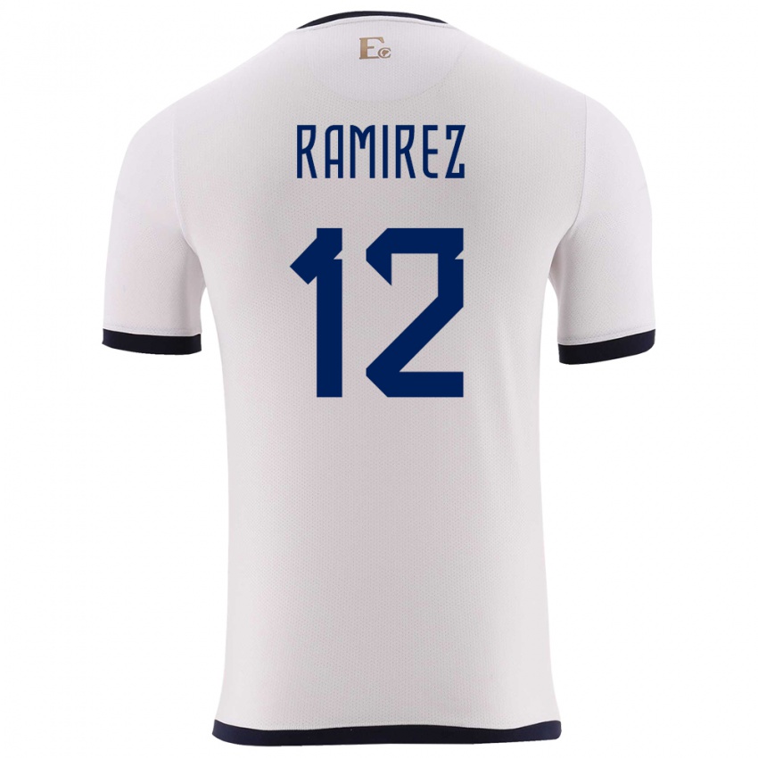 Niño Camiseta Ecuador Moises Ramirez #12 Blanco 2ª Equipación 24-26 La Camisa Chile