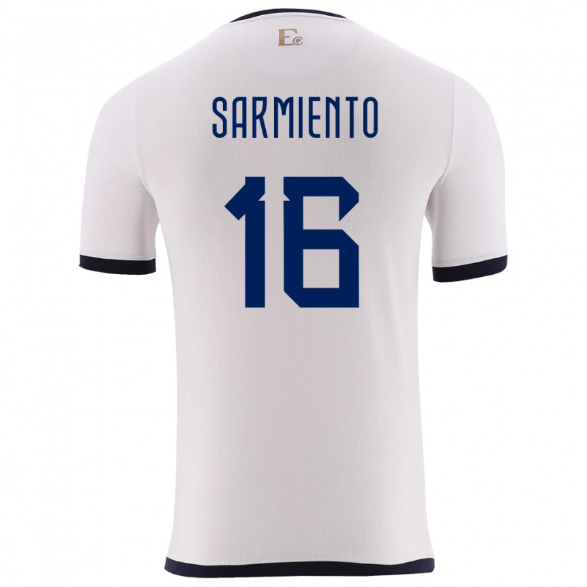 Niño Camiseta Ecuador Jeremy Sarmiento #16 Blanco 2ª Equipación 24-26 La Camisa Chile