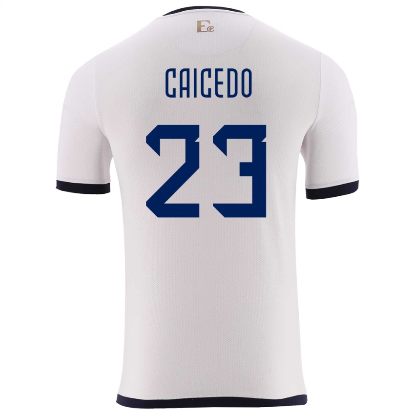 Niño Camiseta Ecuador Moises Caicedo #23 Blanco 2ª Equipación 24-26 La Camisa Chile