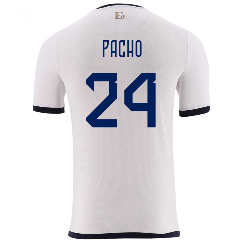 Niño Camiseta Ecuador William Pacho #24 Blanco 2ª Equipación 24-26 La Camisa Chile