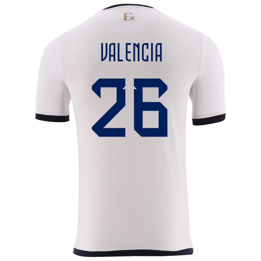 Niño Camiseta Ecuador Anthony Valencia #26 Blanco 2ª Equipación 24-26 La Camisa Chile