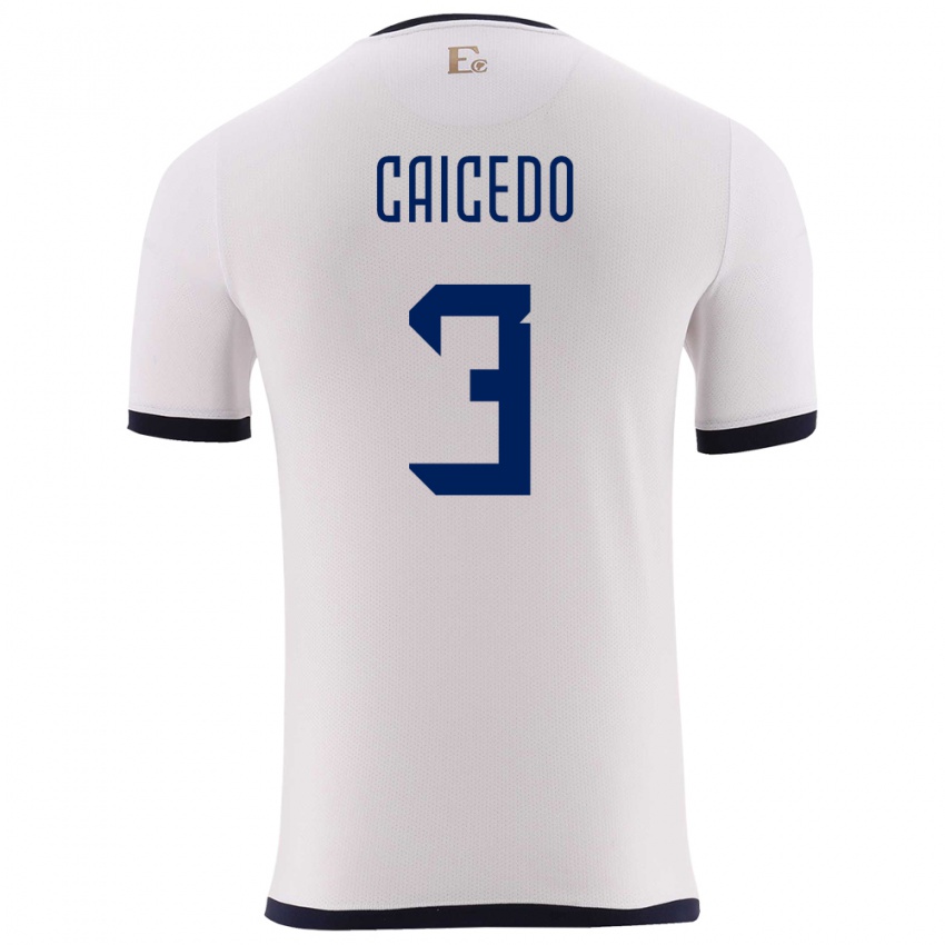 Niño Camiseta Ecuador Jessy Caicedo #3 Blanco 2ª Equipación 24-26 La Camisa Chile