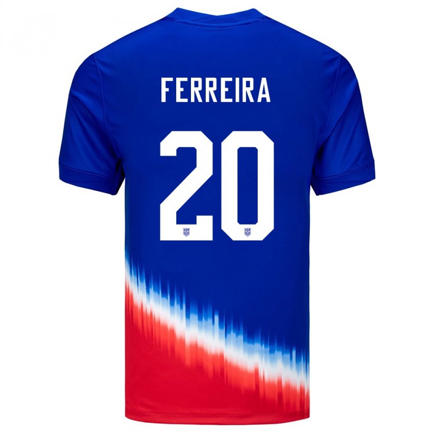 Niño Camiseta Estados Unidos Jesus Ferreira #20 Azul 2ª Equipación 24-26 La Camisa Chile