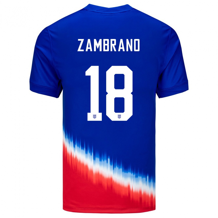 Niño Camiseta Estados Unidos Marcos Zambrano #18 Azul 2ª Equipación 24-26 La Camisa Chile