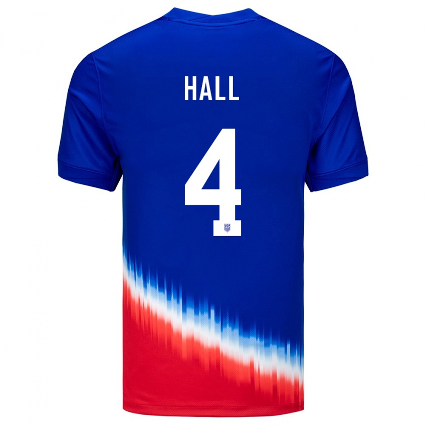 Niño Camiseta Estados Unidos Tyler Hall #4 Azul 2ª Equipación 24-26 La Camisa Chile