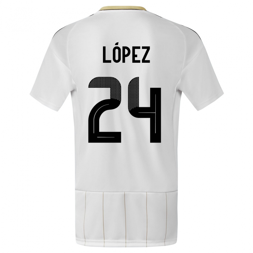 Niño Camiseta Costa Rica Douglas Lopez #24 Blanco 2ª Equipación 24-26 La Camisa Chile