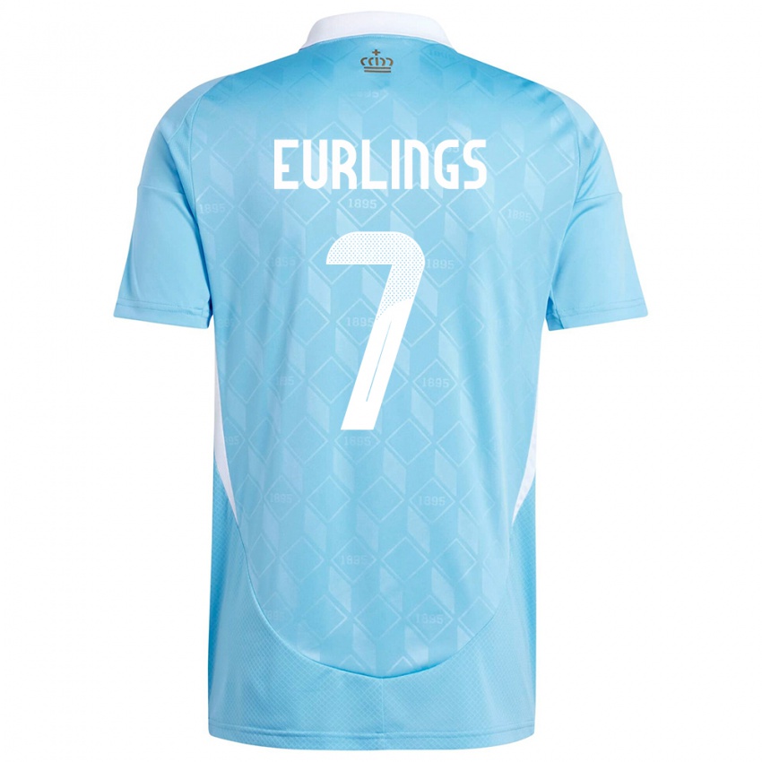 Niño Camiseta Bélgica Hannah Eurlings #7 Azul 2ª Equipación 24-26 La Camisa Chile