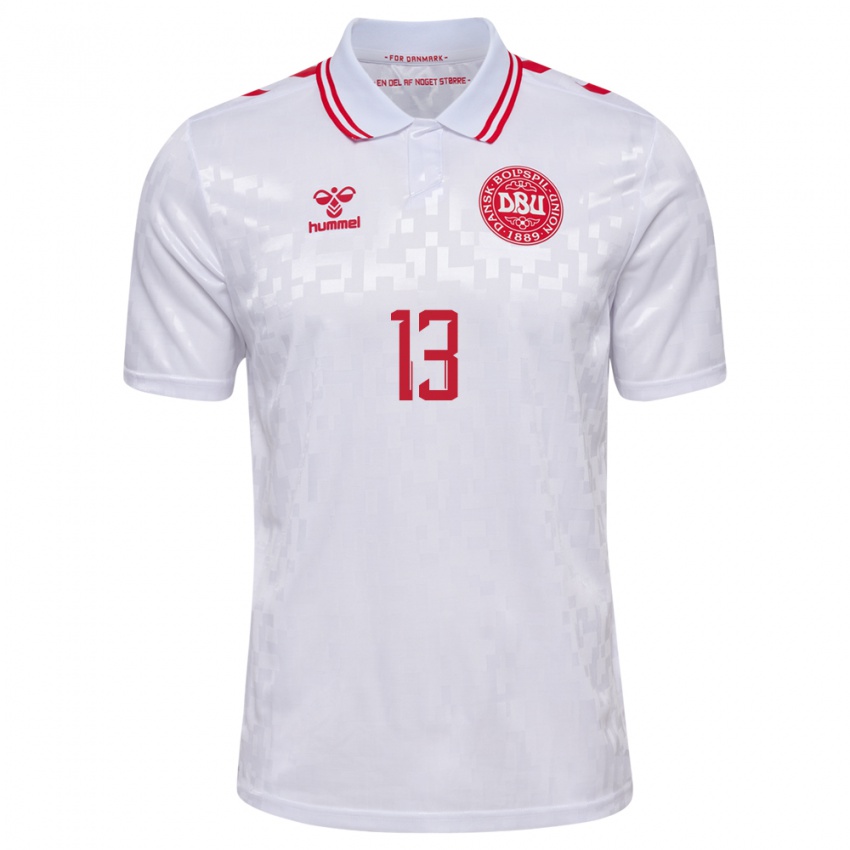 Niño Camiseta Dinamarca Sofie Junge #13 Blanco 2ª Equipación 24-26 La Camisa Chile