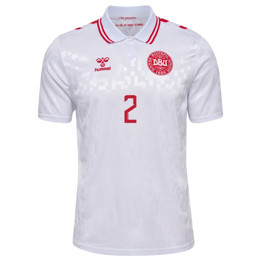 Niño Camiseta Dinamarca Kaare Barslund #2 Blanco 2ª Equipación 24-26 La Camisa Chile