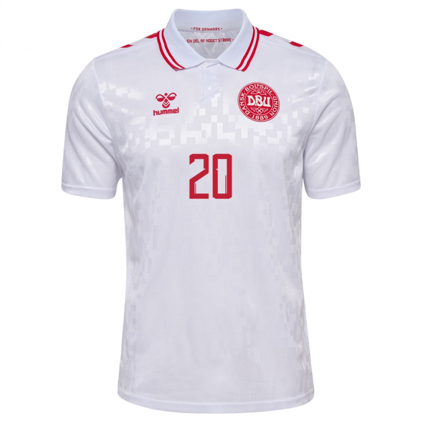 Niño Camiseta Dinamarca Mohamed Daramy #20 Blanco 2ª Equipación 24-26 La Camisa Chile