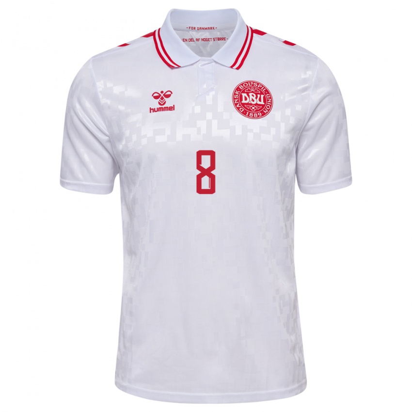 Niño Camiseta Dinamarca Filip Bundgaard #8 Blanco 2ª Equipación 24-26 La Camisa Chile