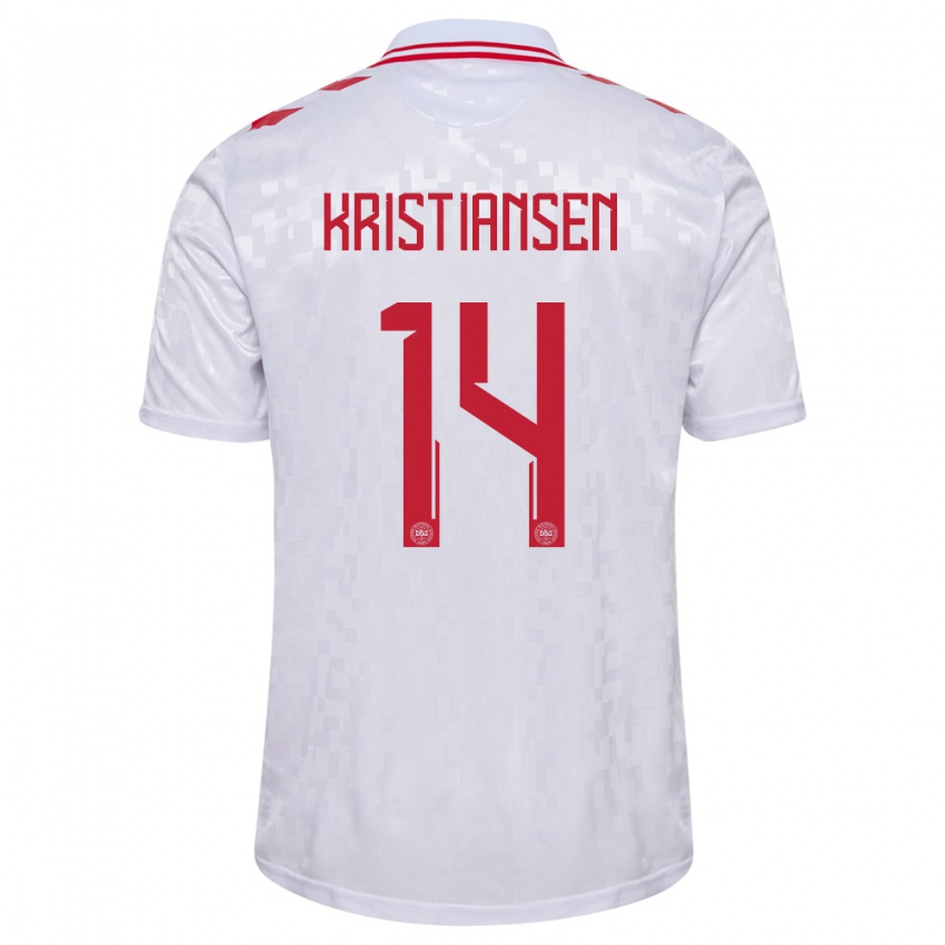Niño Camiseta Dinamarca Victor Kristiansen #14 Blanco 2ª Equipación 24-26 La Camisa Chile