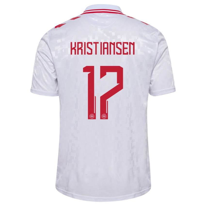 Niño Camiseta Dinamarca Victor Kristiansen #17 Blanco 2ª Equipación 24-26 La Camisa Chile