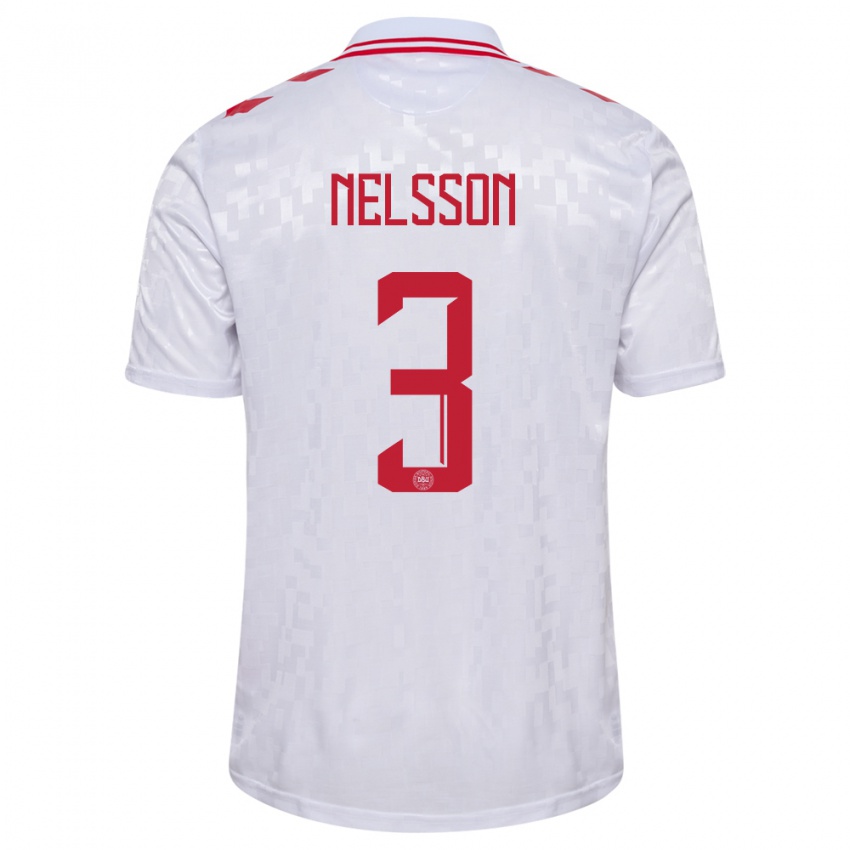 Niño Camiseta Dinamarca Victor Nelsson #3 Blanco 2ª Equipación 24-26 La Camisa Chile