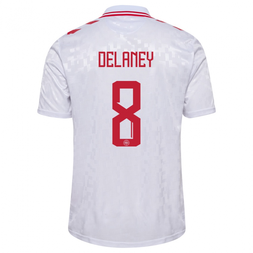 Niño Camiseta Dinamarca Thomas Delaney #8 Blanco 2ª Equipación 24-26 La Camisa Chile