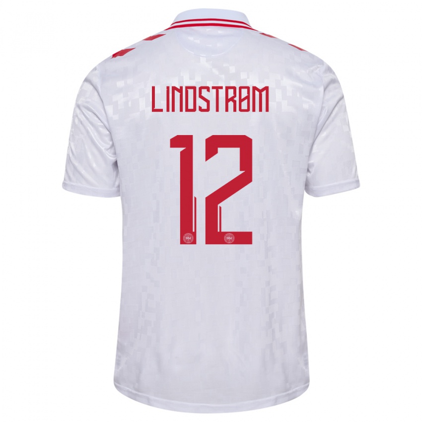 Niño Camiseta Dinamarca Jesper Lindstrom #12 Blanco 2ª Equipación 24-26 La Camisa Chile