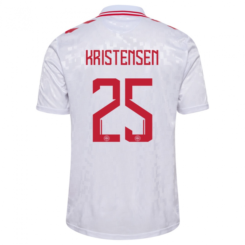 Niño Camiseta Dinamarca Rasmus Kristensen #25 Blanco 2ª Equipación 24-26 La Camisa Chile