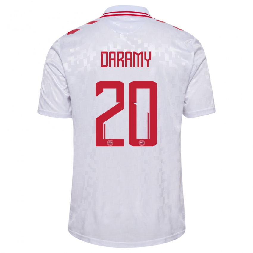 Niño Camiseta Dinamarca Mohamed Daramy #20 Blanco 2ª Equipación 24-26 La Camisa Chile