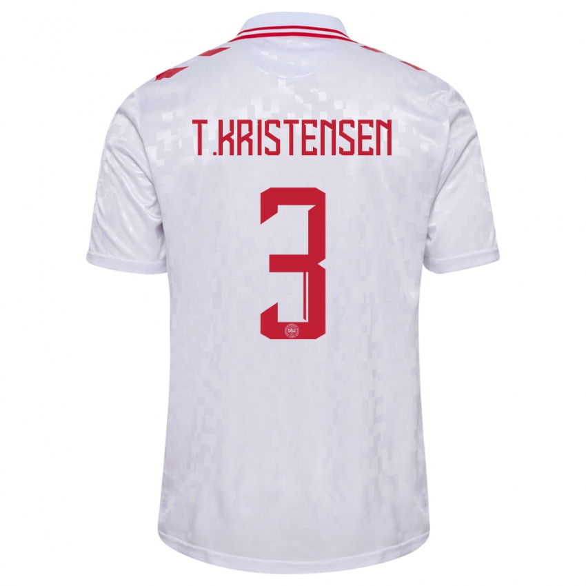 Niño Camiseta Dinamarca Thomas Kristensen #3 Blanco 2ª Equipación 24-26 La Camisa Chile