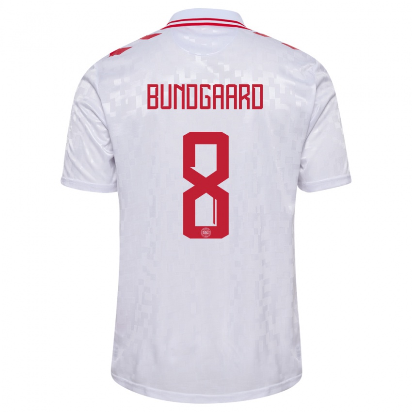 Niño Camiseta Dinamarca Filip Bundgaard #8 Blanco 2ª Equipación 24-26 La Camisa Chile