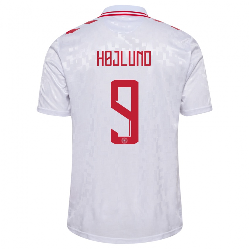 Niño Camiseta Dinamarca Emil Højlund #9 Blanco 2ª Equipación 24-26 La Camisa Chile