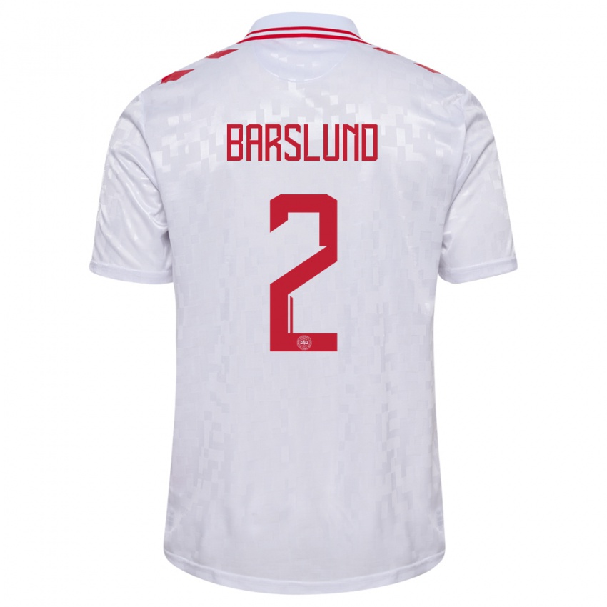 Niño Camiseta Dinamarca Kaare Barslund #2 Blanco 2ª Equipación 24-26 La Camisa Chile