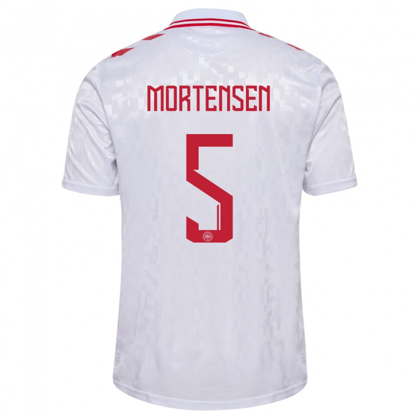 Niño Camiseta Dinamarca Gustav Mortensen #5 Blanco 2ª Equipación 24-26 La Camisa Chile