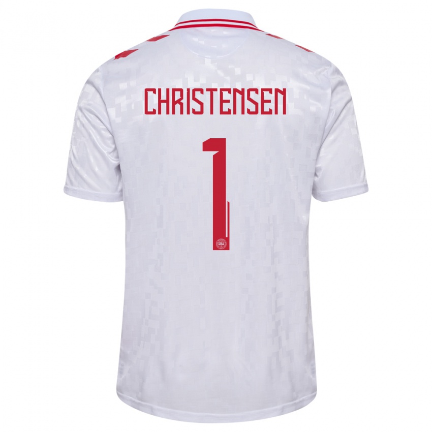 Niño Camiseta Dinamarca Lene Christensen #1 Blanco 2ª Equipación 24-26 La Camisa Chile