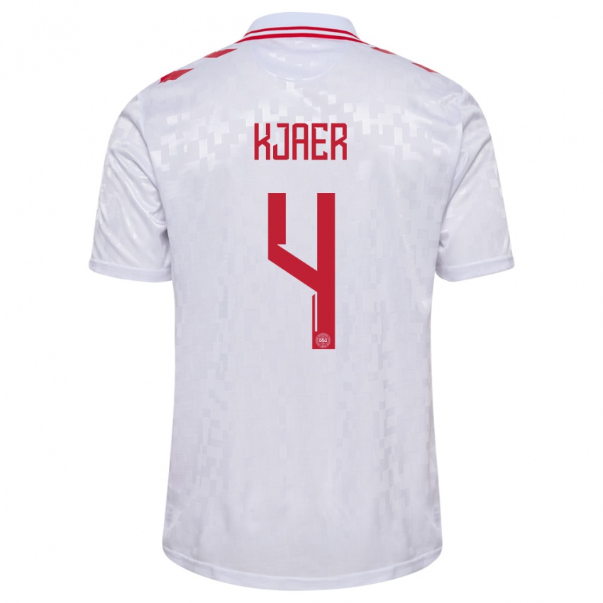 Niño Camiseta Dinamarca Simon Kjaer #4 Blanco 2ª Equipación 24-26 La Camisa Chile