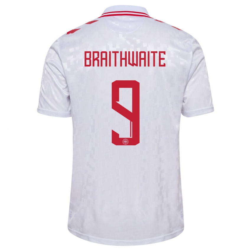 Niño Camiseta Dinamarca Martin Braithwaite #9 Blanco 2ª Equipación 24-26 La Camisa Chile