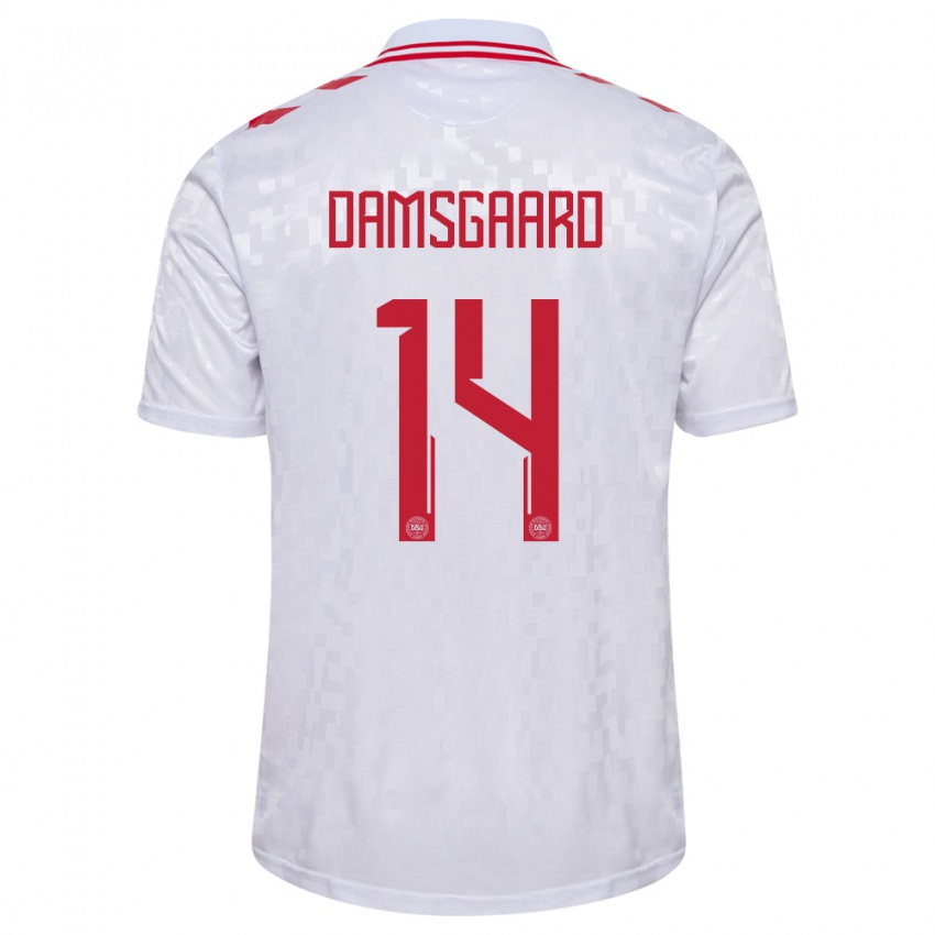 Niño Camiseta Dinamarca Mikkel Damsgaard #14 Blanco 2ª Equipación 24-26 La Camisa Chile