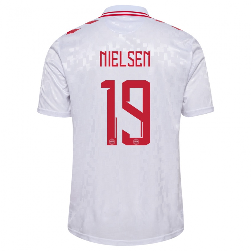 Niño Camiseta Dinamarca Casper Nielsen #19 Blanco 2ª Equipación 24-26 La Camisa Chile