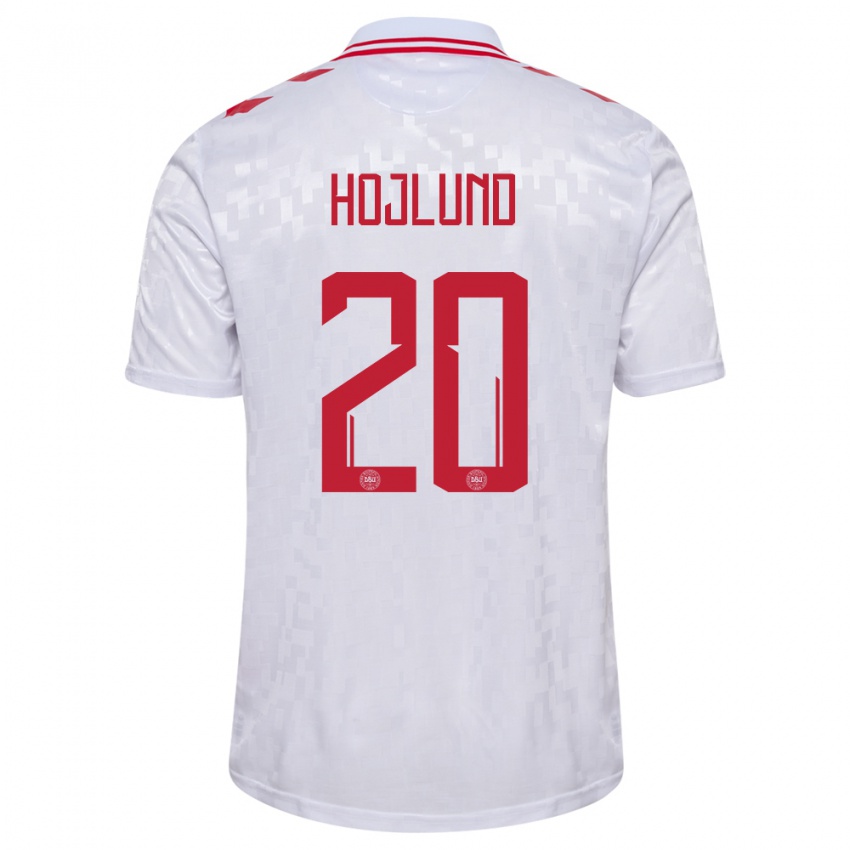 Niño Camiseta Dinamarca Rasmus Hojlund #20 Blanco 2ª Equipación 24-26 La Camisa Chile