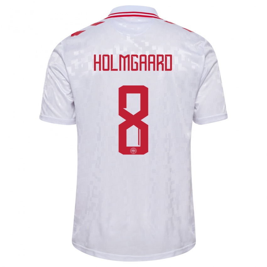 Niño Camiseta Dinamarca Sara Holmgaard #8 Blanco 2ª Equipación 24-26 La Camisa Chile