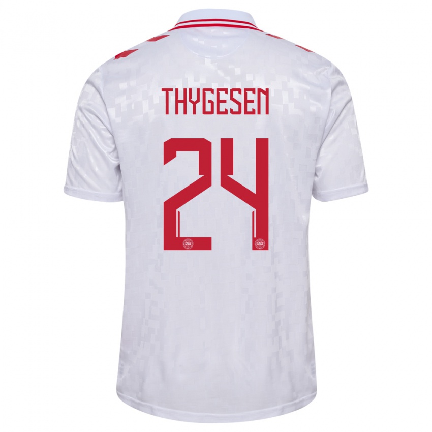 Niño Camiseta Dinamarca Sarah Thygesen #24 Blanco 2ª Equipación 24-26 La Camisa Chile