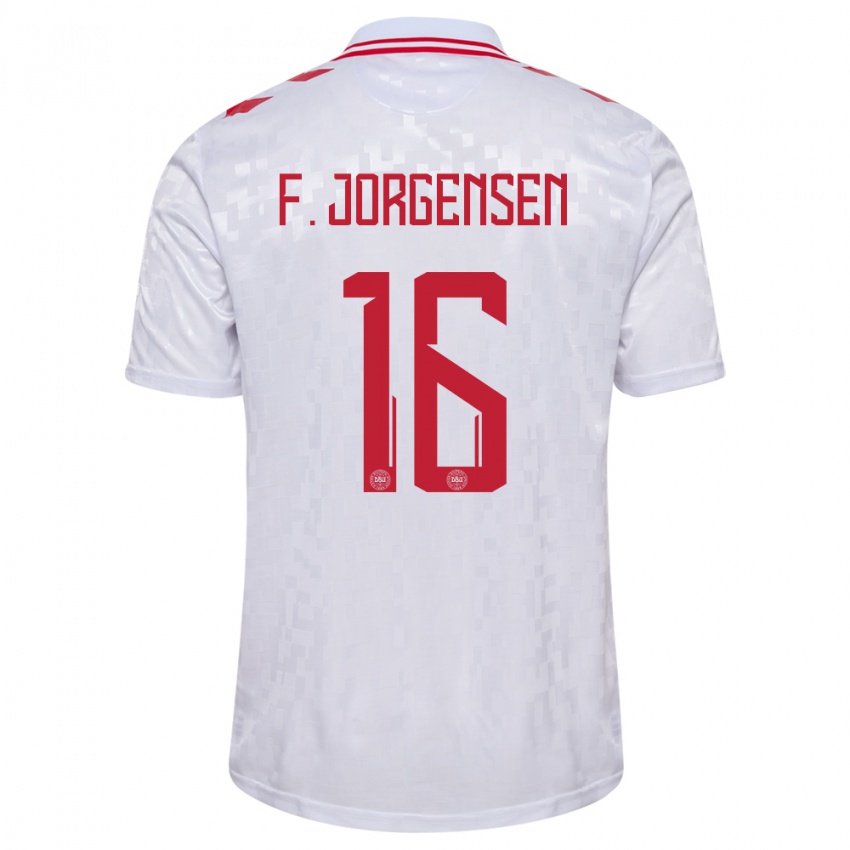 Niño Camiseta Dinamarca Filip Jorgensen #16 Blanco 2ª Equipación 24-26 La Camisa Chile