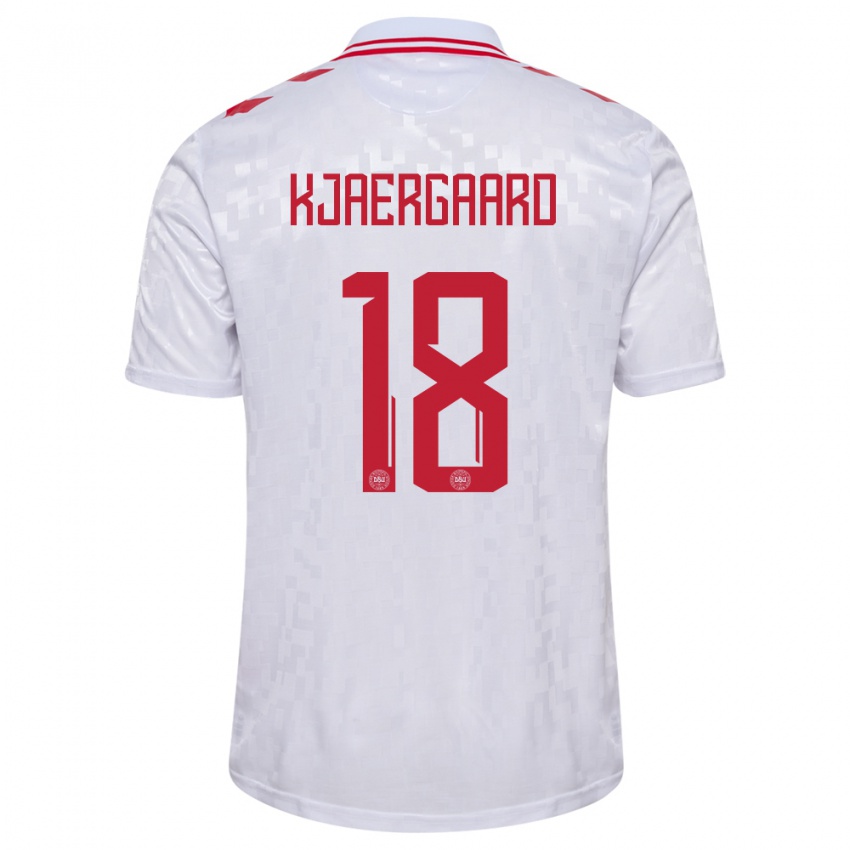 Niño Camiseta Dinamarca Maurits Kjaergaard #18 Blanco 2ª Equipación 24-26 La Camisa Chile