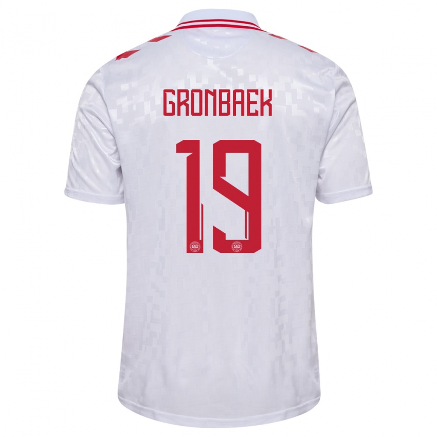 Niño Camiseta Dinamarca Albert Gronbaek #19 Blanco 2ª Equipación 24-26 La Camisa Chile