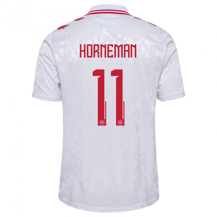 Niño Camiseta Dinamarca Charly Horneman #11 Blanco 2ª Equipación 24-26 La Camisa Chile