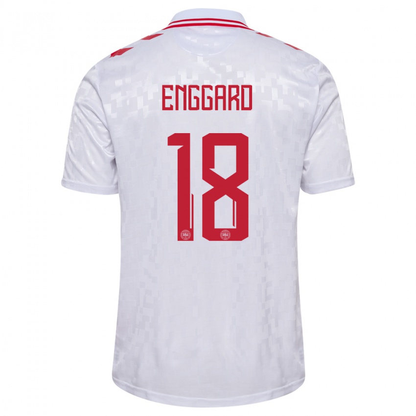 Niño Camiseta Dinamarca Mads Enggard #18 Blanco 2ª Equipación 24-26 La Camisa Chile