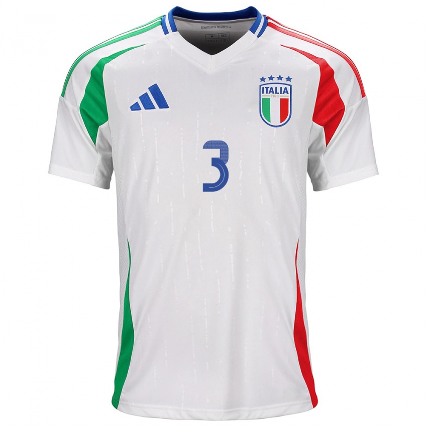 Niño Camiseta Italia Davide Bartesaghi #3 Blanco 2ª Equipación 24-26 La Camisa Chile