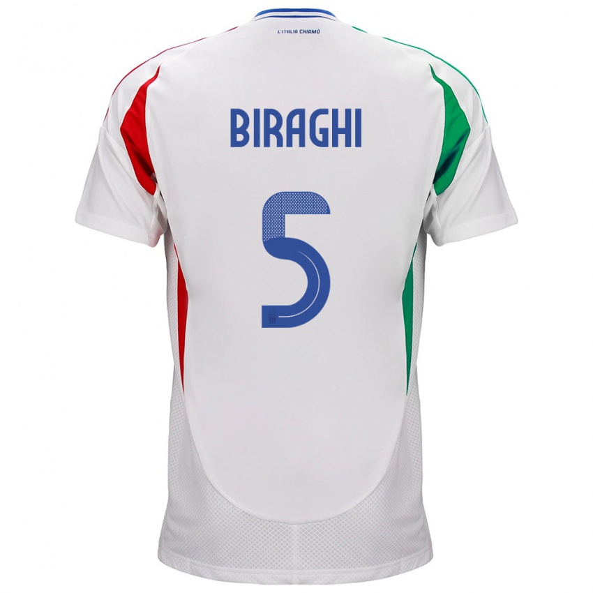 Niño Camiseta Italia Cristiano Biraghi #5 Blanco 2ª Equipación 24-26 La Camisa Chile